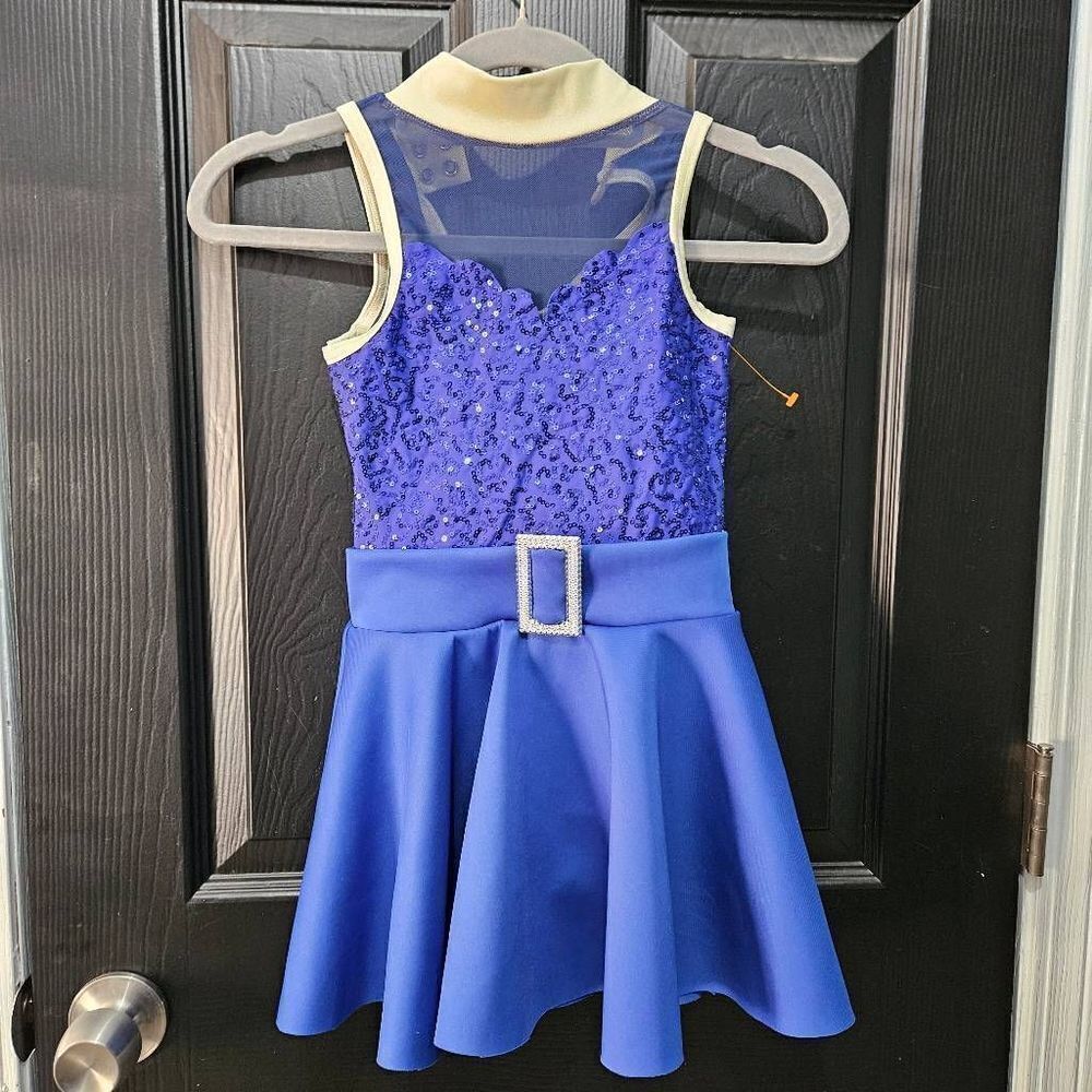 Weissman NWOT child small dance costume blue lyrical jazz solo tap